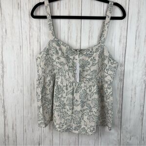Gentle Fawn NWT Linen blend mist green floral beige tank